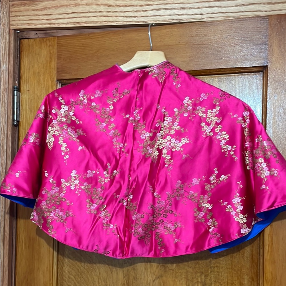 Pink Floral Cape with gold accents, reversible, Halloween, Princess, Easter